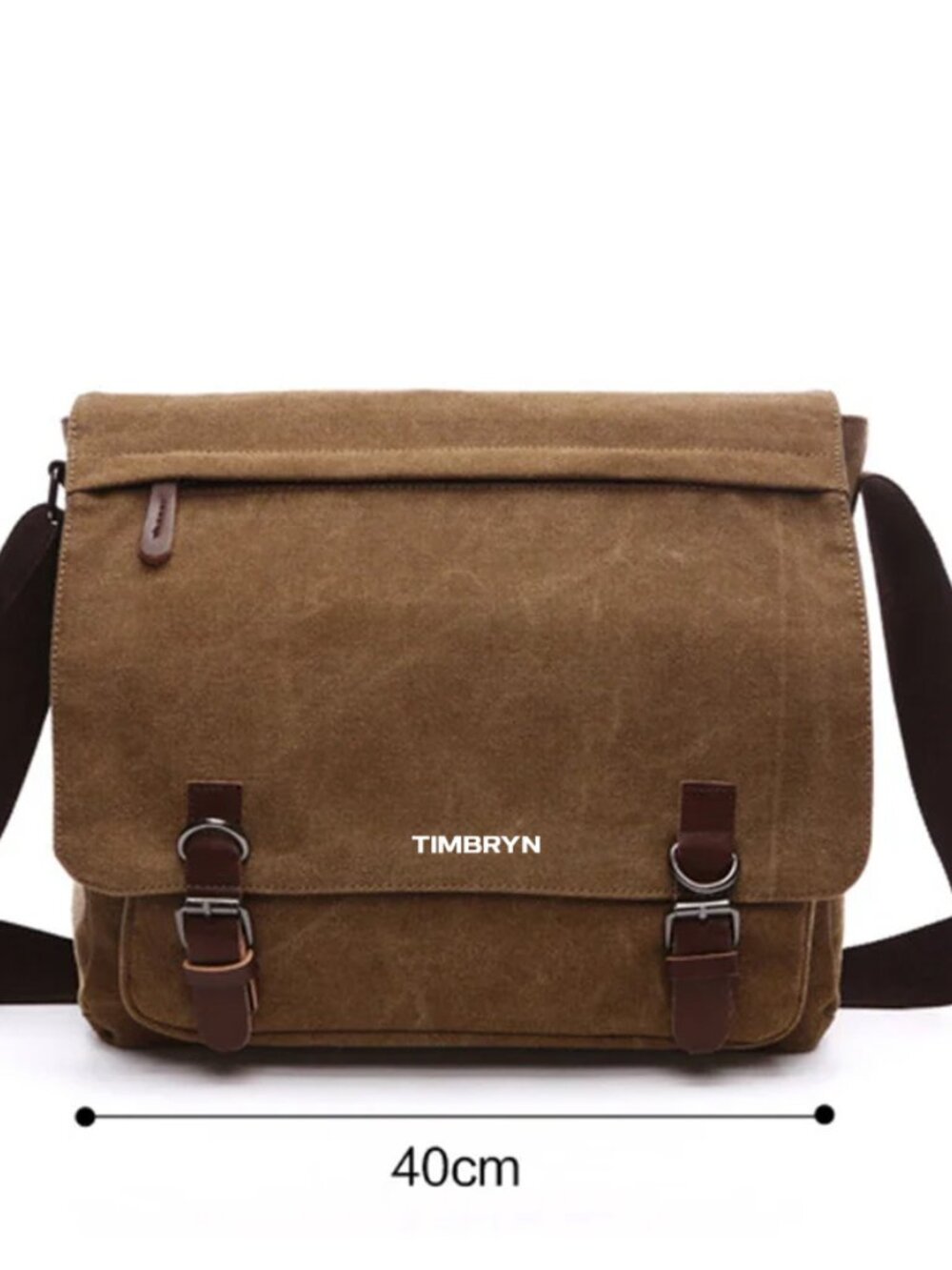 TIMBRYN Premium Canvas & Leather Messenger Bag  | Vintage Crossbody Satchel - Picture 11 of 16